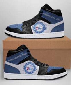 Philadelphia 76ers Blue Black Air Jordan 1 High Sneakers Gift