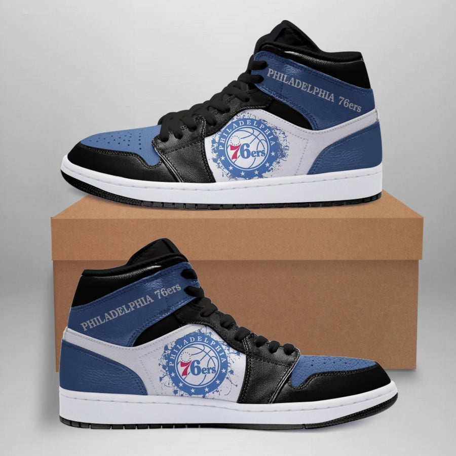 Philadelphia 76ers Blue Black Air Jordan 1 High Tops