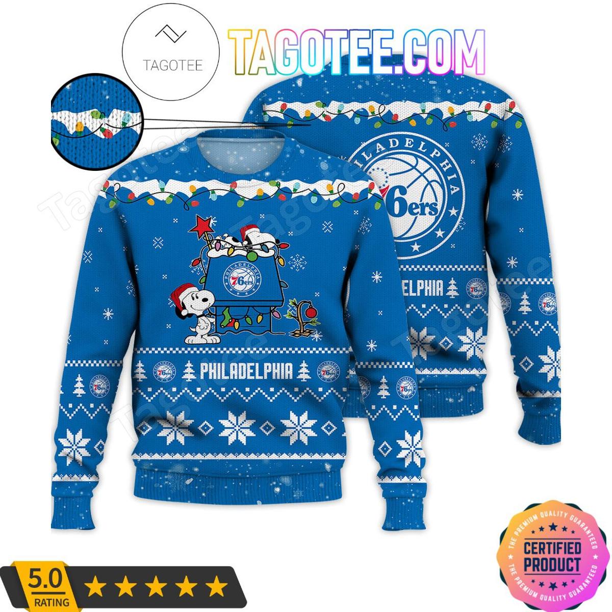 Philadelphia 76ers White Blue Ugly Christmas Sweater For Men And Women