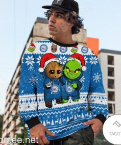 Philadelphia 76ers Blue White Baby Groot And Grinch Best Friends Ugly Christmas Sweater 3