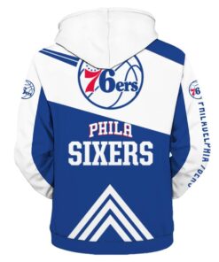 Philadelphia 76ers Blue White Zip Hoodie Best Gift For Fans