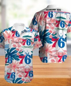 Philadelphia 76ers Pink Blue Summer Floral Hawaiian Shirt Nba Fan Gifts Ideas