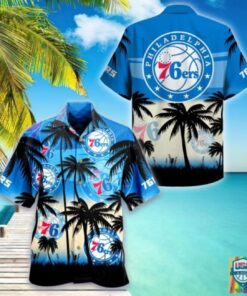 Philadelphia 76ers Summer Palm Trees Tropical Hawaiian Shirt Gift For Nba Basketball Fans