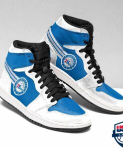 Philadelphia 76ers White Blue Air Jordan 1 High Sneakers Gift