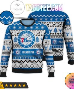 Philadelphia 76ers White Blue Best Ugly Christmas Sweater