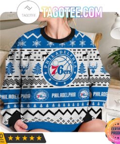 Philadelphia 76ers White Blue Best Ugly Christmas Sweater 2