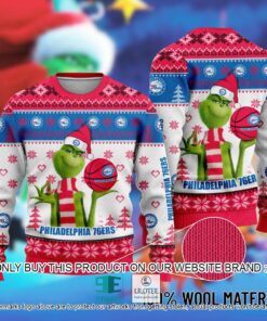 Philadelphia 76ers White Red The Grinch  Best Ugly Christmas Sweater