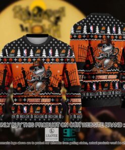 Phoenix Suns Black Orange Jack Skellington And Zero Ugly Christmas Sweater Gift