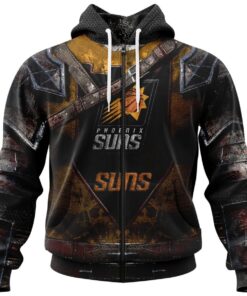 Phoenix Suns Custom Name Number Warrior Armor Zip Hoodie Gifts For Lovers