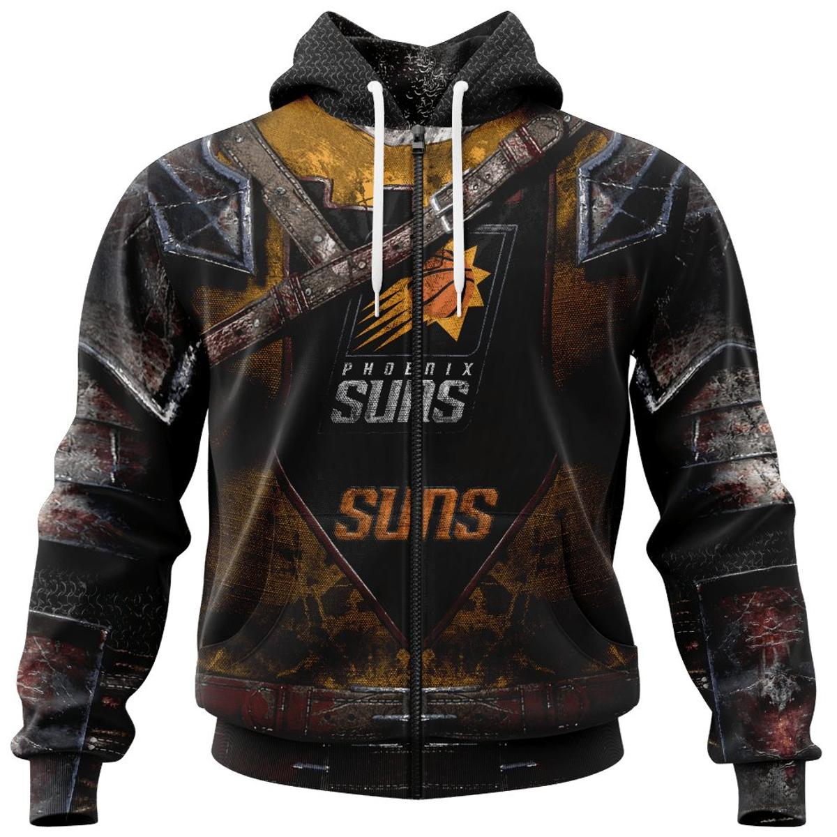 Phoenix Suns Custom Name Number Gray Yellow Smoke Skull Zip Hoodie Best Gift For Fans