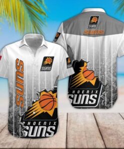 Phoenix Suns Logo Simple Design Grey Hawaiian Shirt Gifts For Nba Fans