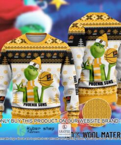 Phoenix Suns White Yellow The Grinch Ugly Christmas Sweater For Fans