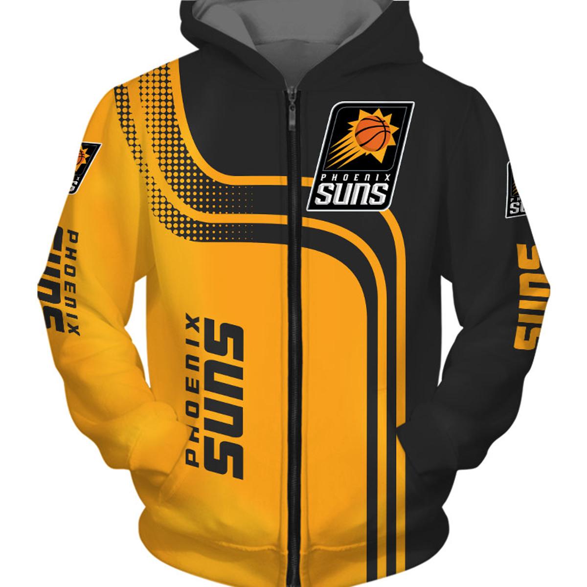 Phoenix Suns White Yellow Mascot Scratch Zip Hoodie Funny Gift For Fans