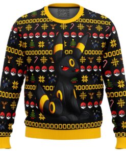 Pokemon Christmas Umbreon Black Yellow Ugly Christmas Sweater Gift For Men Women