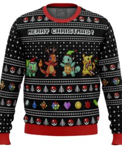 Pokemon Kanto Starters Funny Ugly Christmas Sweater Best Gift For Fans