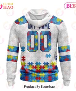 Port Adelaide Custom Name Number Autism Awareness Zip Hoodie Funny Gift For Fans