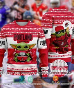 Portland Trail Blazers Baby Yoda Best Ugly Christmas Sweater