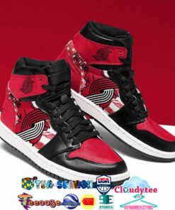 Portland Trail Blazers Black Red Air Jordan 1 High Sneakers For Fans