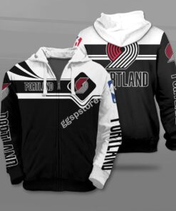 Portland Trail Blazers Black White Best Zip Hoodie