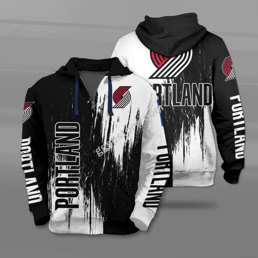 Portland Trail Blazers Red Black Scratch Best Zip Hoodie