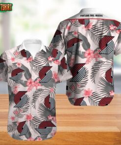 Portland Trail Blazers Logos Floral Aloha Shirt Best Hawaiian Shirt For Nba Fans