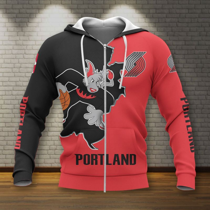 Portland Trail Blazers Custom Name Number Skull Best Zip Hoodie