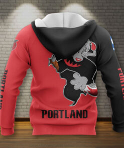 Portland Trail Blazers Red Black Mascot Best Zip Hoodie