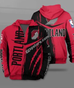 Portland Trail Blazers Red Black Scratch Best Zip Hoodie