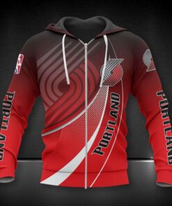 Portland Trail Blazers Red Gradient Curves Zip Hoodie For Fans