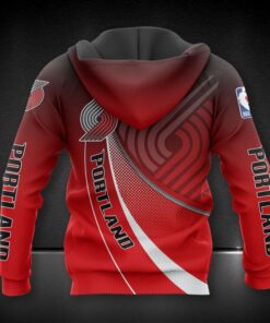 Portland Trail Blazers Red Gradient Curves Zip Up Hoodie For Fans 2