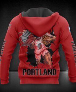 Portland Trail Blazers Red Zombie Scratch Best Zip Up Hoodie 2