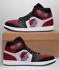 Portland Trail Blazers White Red Air Jordan 1 High Sneakers For Fans