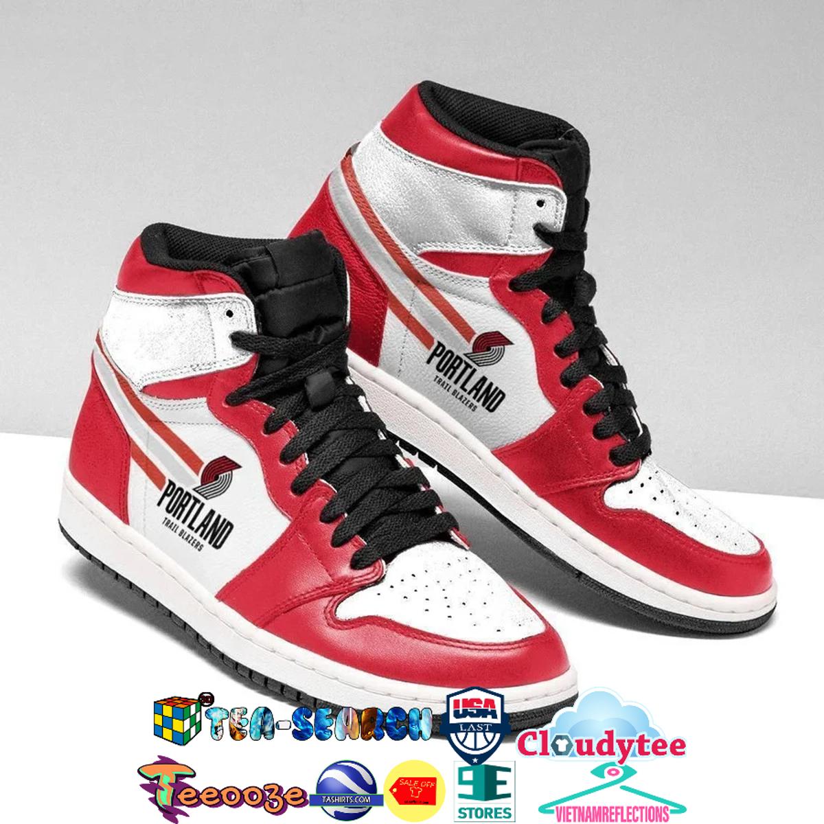 Portland Trail Blazers White Red Scratch Air Jordan 1 High Tops