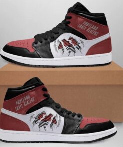 Portland Trail Blazers White Red Scratch Air Jordan 1 High Tops