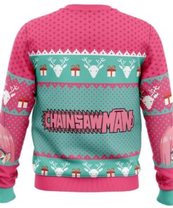 Power Makima Chainsaw Man Blue Pink Ugly Christmas Sweater Best Women Sweatshirt