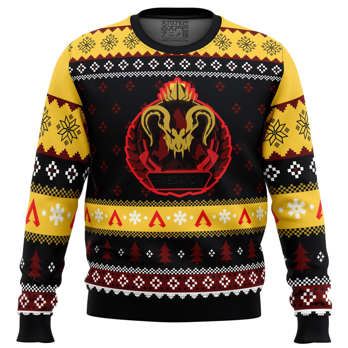 Predator Rank Apex Legends Black Yellow Ugly Christmas Sweater Gift For Fans