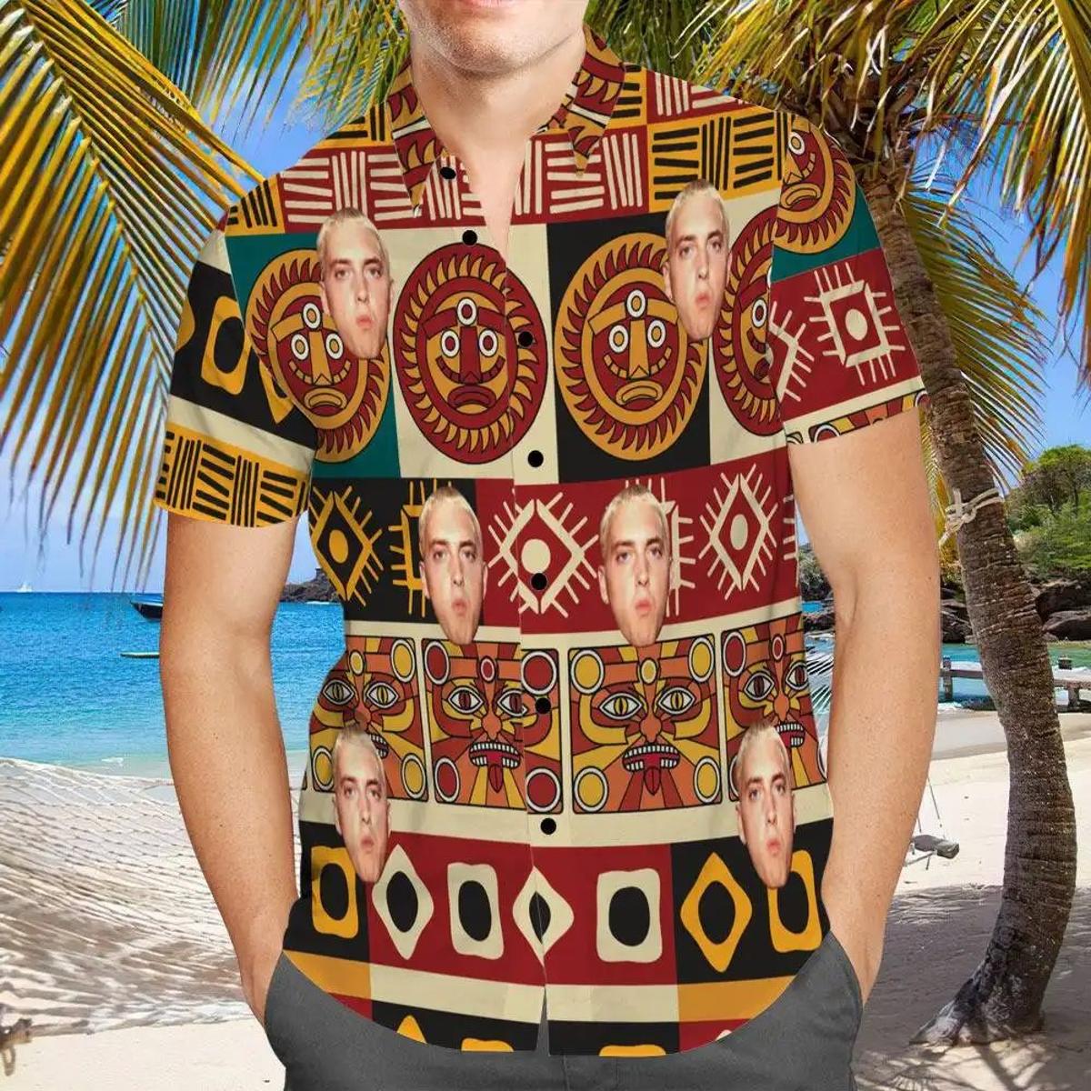 Eminem Funny Tropical Pattern Hawaiian Shirts For Men Women Fans