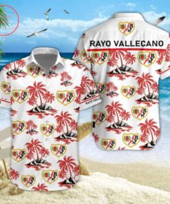 Rayo Vallecano Coconut Patterns White Red Tropical Hawaiian Shirt Best Gift Ideas