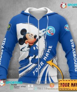 Rc Strasbourg Alsace Custom Name Mickey Zip Hoodie Gift For Fans