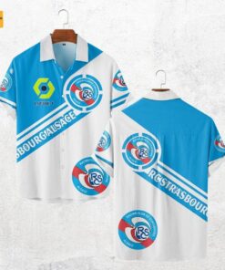 Rc Strasbourg Alsace Ligue 1 White Light Blue Hawaiian Shirt For Men Women