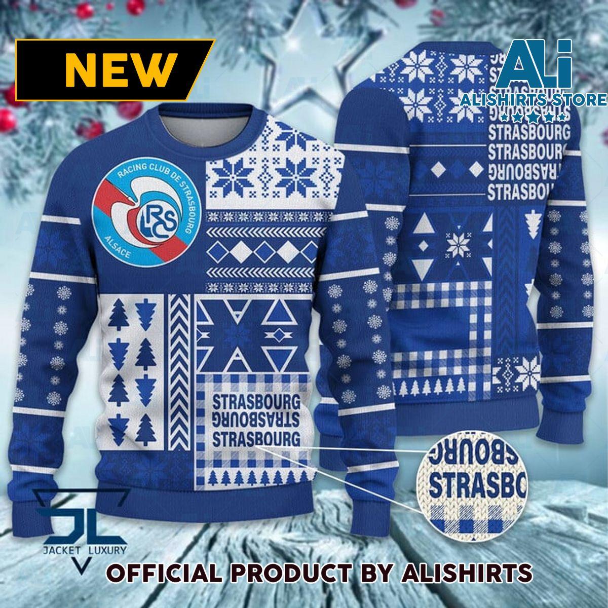 Rc Strasbourg Alsace Ugly Christmas Sweater For Men And Women