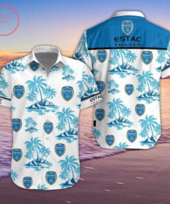Rc Strasbourg Alsace White Blue Summer Palm Trees Hawaiian Shirt Size From S To 5xl