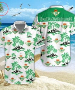 Real Betis Multi Logo Coconut Tree White Green Vintage Hawaiian Shirt