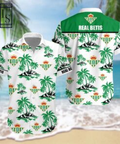 Real Betis Multi Logo Coconut Tree White Green Vintage Hawaiian Shirt