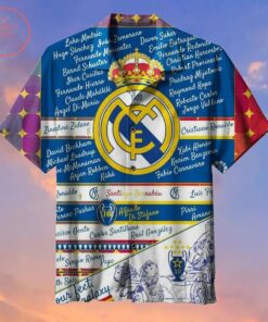 Real Madrid Coconut Island White Blue Tropical Hawaiian Shirt Best Gift Ideas