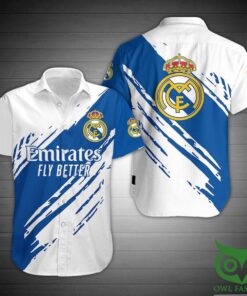 Real Madrid Team Logo Simple Style Blue White Hawaiian Shirt Best Gift Ideas