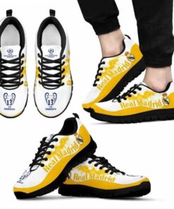 Real Madrid White Yellow Running Shoes Best Gift