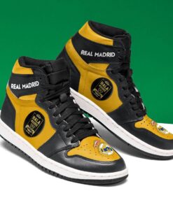 Real Madrid Yellow Black Air Jordan 1 High Tops 1