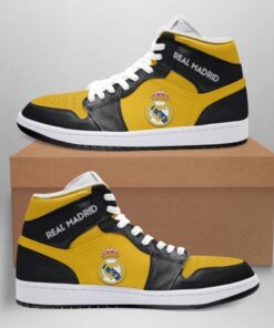 Real Madrid Yellow Black Air Jordan 1 High Tops 2