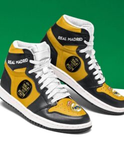 Real Madrid Yellow Black Air Jordan 1 High Tops 3